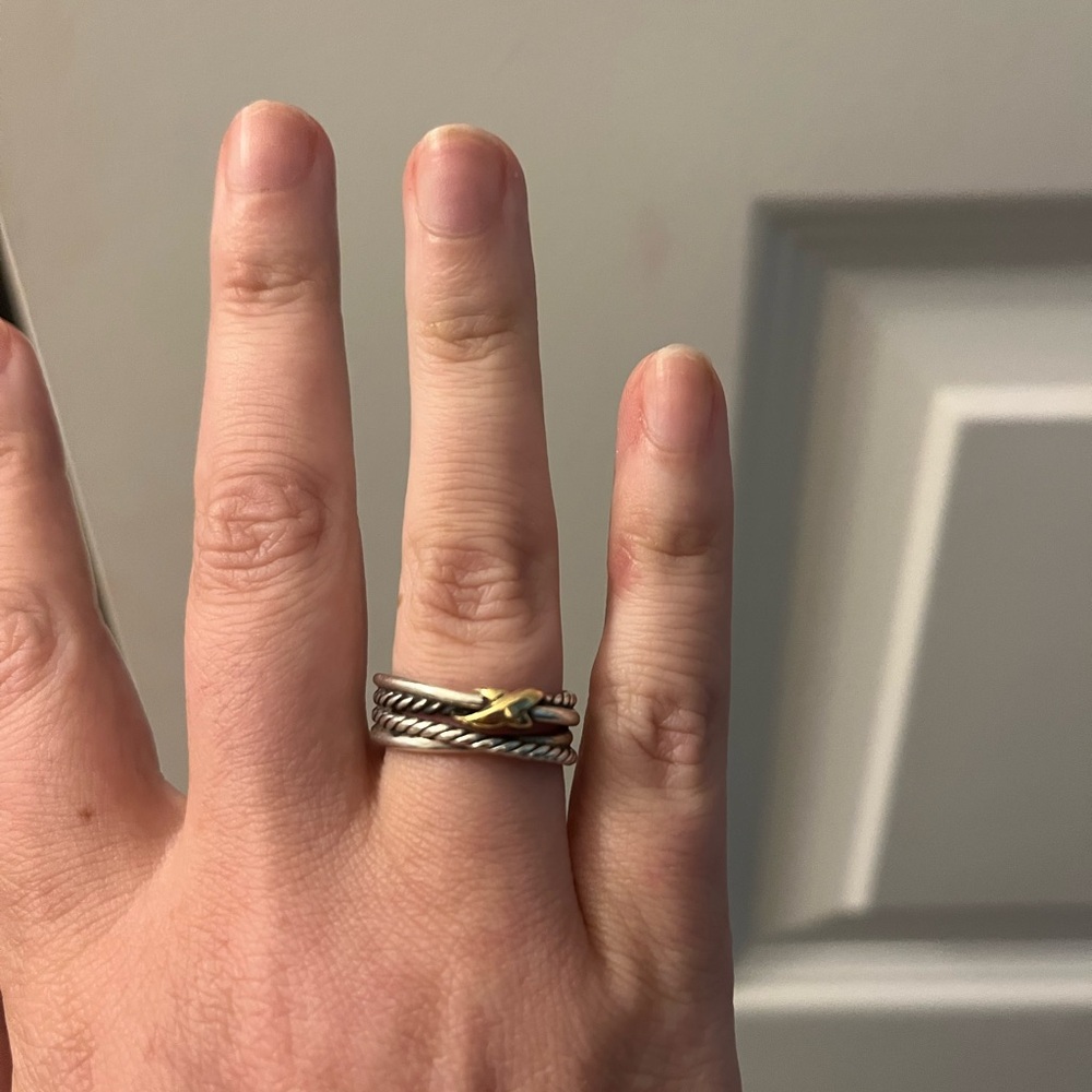 David Yurman X Crossover Elegant Silver and Gold Women's Ring - Picture 2 of 5